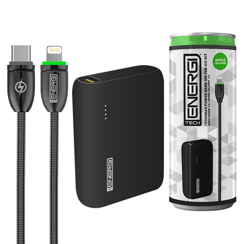 Tech Energi® TE100 PD Lightning 10000mAh Power Bank On the Go Kit