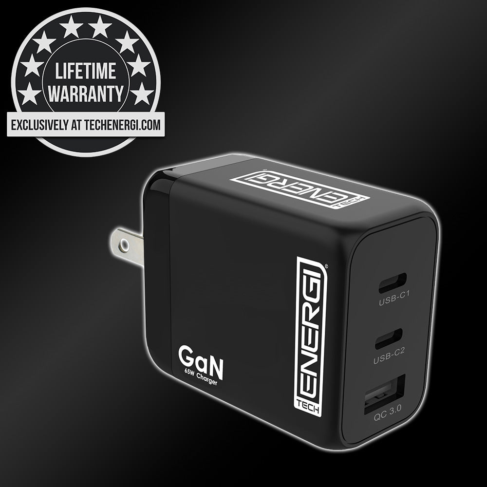 Tech Energi® 65W QC USB-A/Dual PD USB-C Triple US Mains Charger