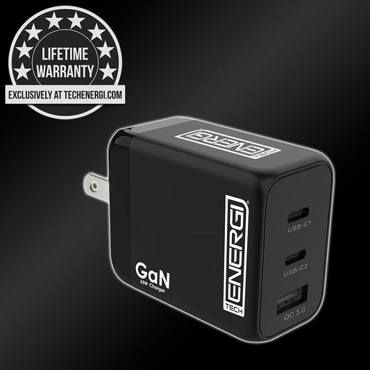 Tech Energi® 65W QC USB-A/Dual PD USB-C Triple US Mains Charger