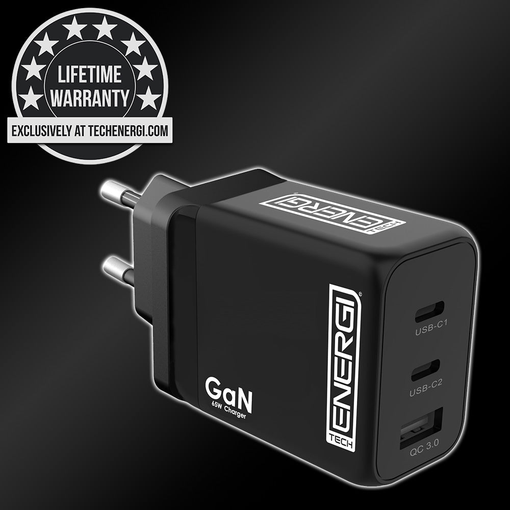 Tech Energi® 65W QC USB-A/Dual PD USB-C Triple EU Mains Charger