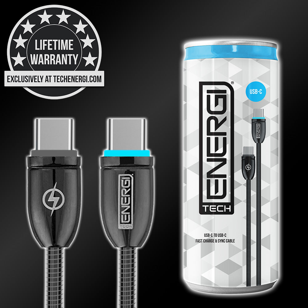 Tech Energi® USB-C to USB-C PD (Up to 60W) Charge & Sync USB Cable