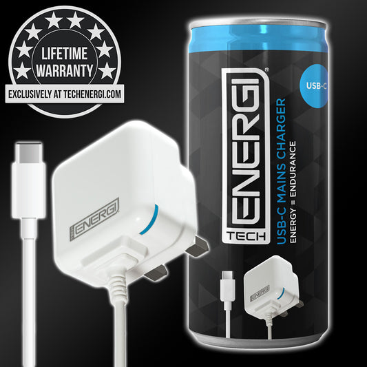 Tech Energi® USB-C UK Mains Charger