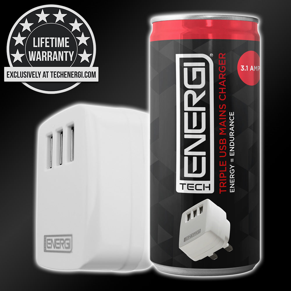 Tech Energi® 3.1Amp Triple USB UK Mains Charger