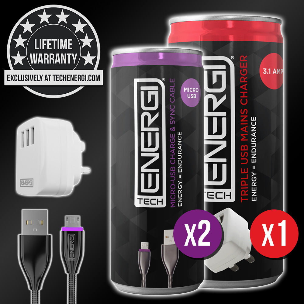 Tech Energi® UK Micro USB Home/Office Twin Pack
