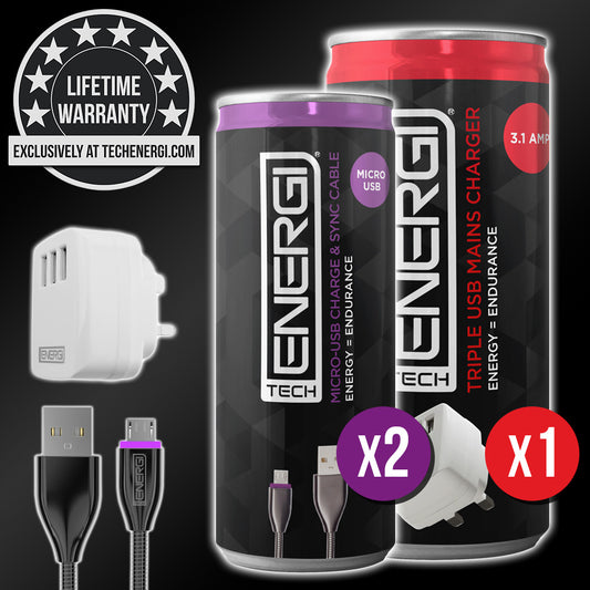 Tech Energi® UK Micro USB Home/Office Twin Pack