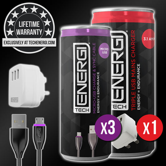 Tech Energi® UK Micro USB Family Triple Pack