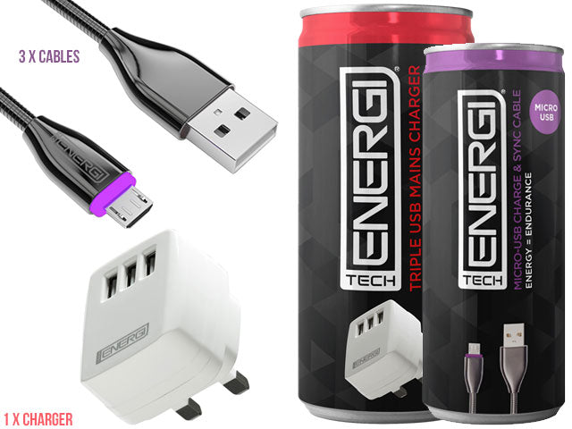 Tech Energi® UK Micro USB Family Triple Pack