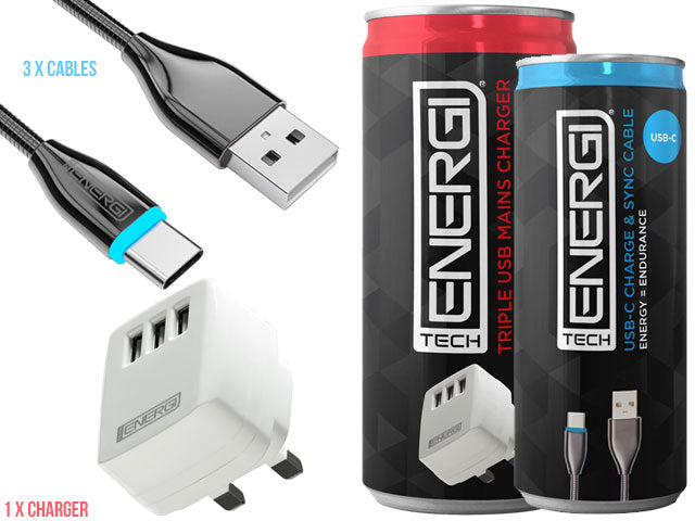 Tech Energi® UK USB-C Family Triple Pack