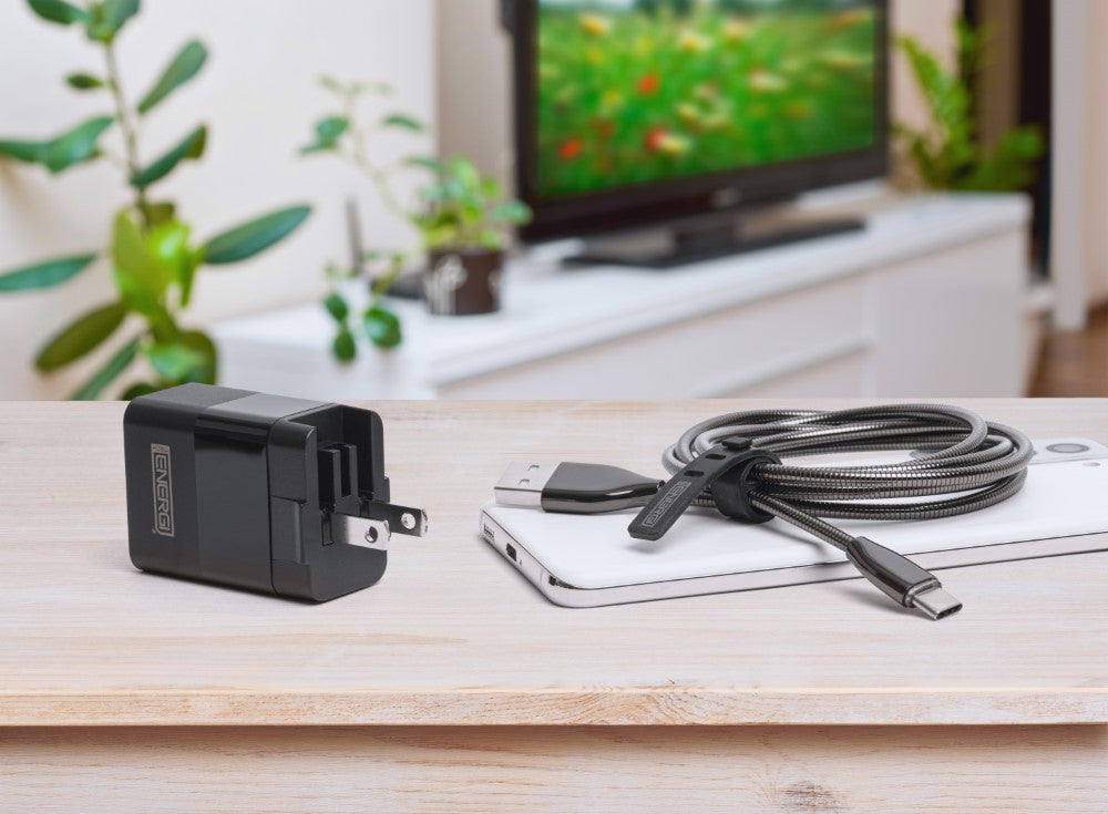 Tech Energi® 20W 3A PD Dual USB/USB-C Travel Mains Charger