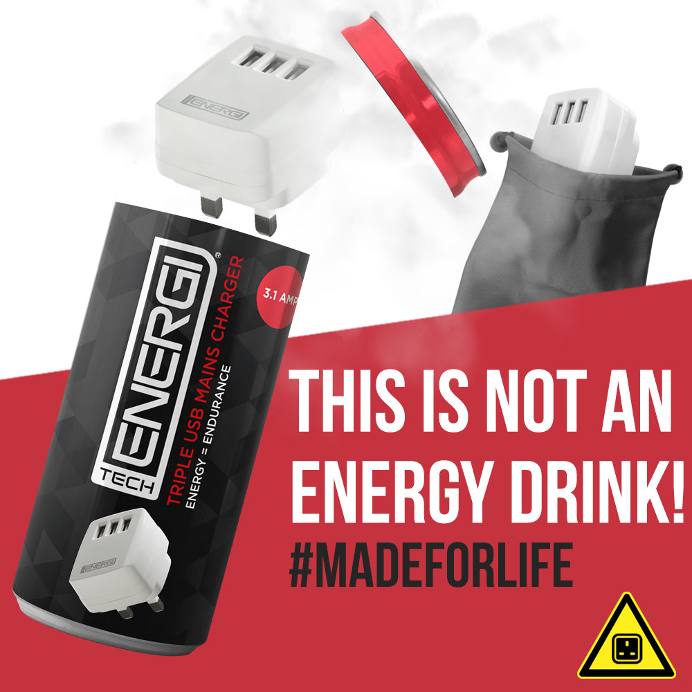 Tech Energi® 3.1Amp Triple USB UK Mains Charger