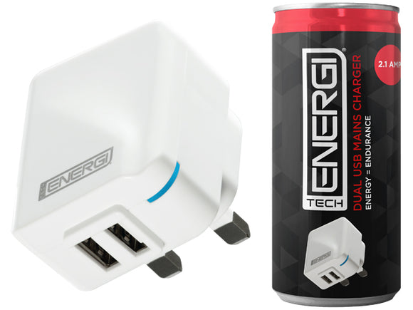 Tech Energi® 2.1Amp Dual USB Mains Charger