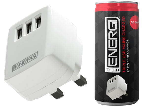 Tech Energi® 3.1Amp Triple USB Mains Charger