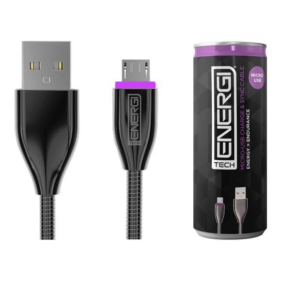 Tech Energi® Micro USB Charge & Sync USB Cable (Metal Can)