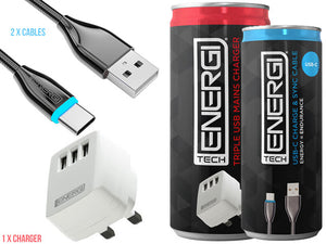 Tech Energi® USB-C Home/Office Twin Pack